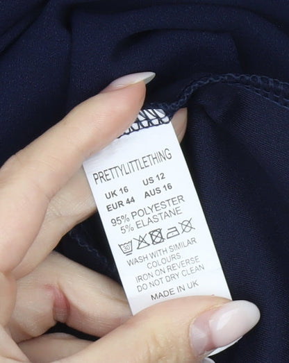 PrettyLittleThing Women’s Blue Size 16 Bodycon Cape Sleeve Dress