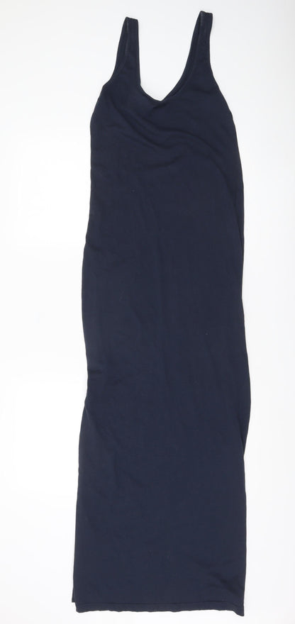 Brave Soul Women’s Blue Tank Midi Dress Sleeveless Scoop Neck S