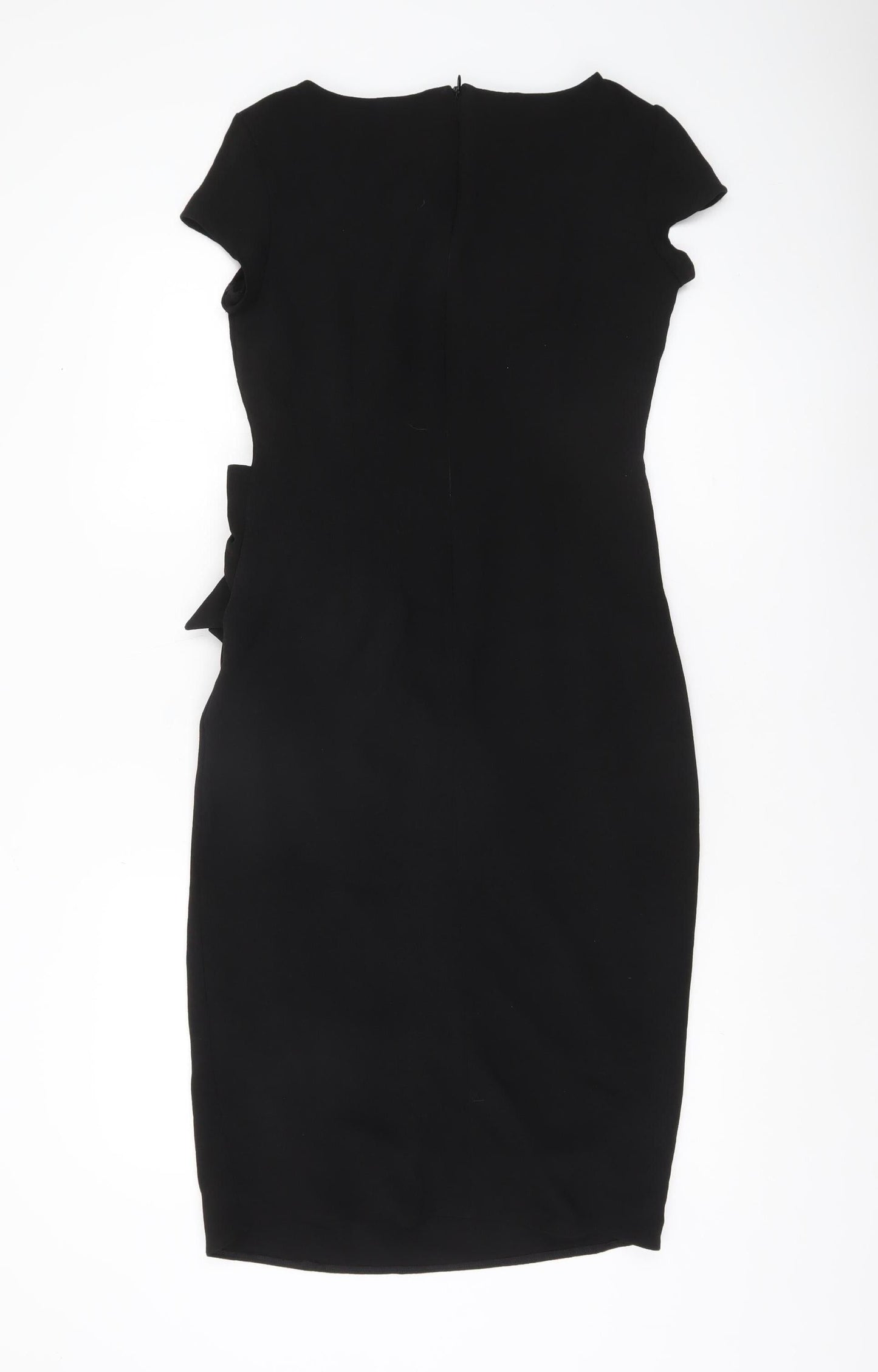 Lily & Franc Women Black Size 8 Sheath Dress Knee Length Ruched