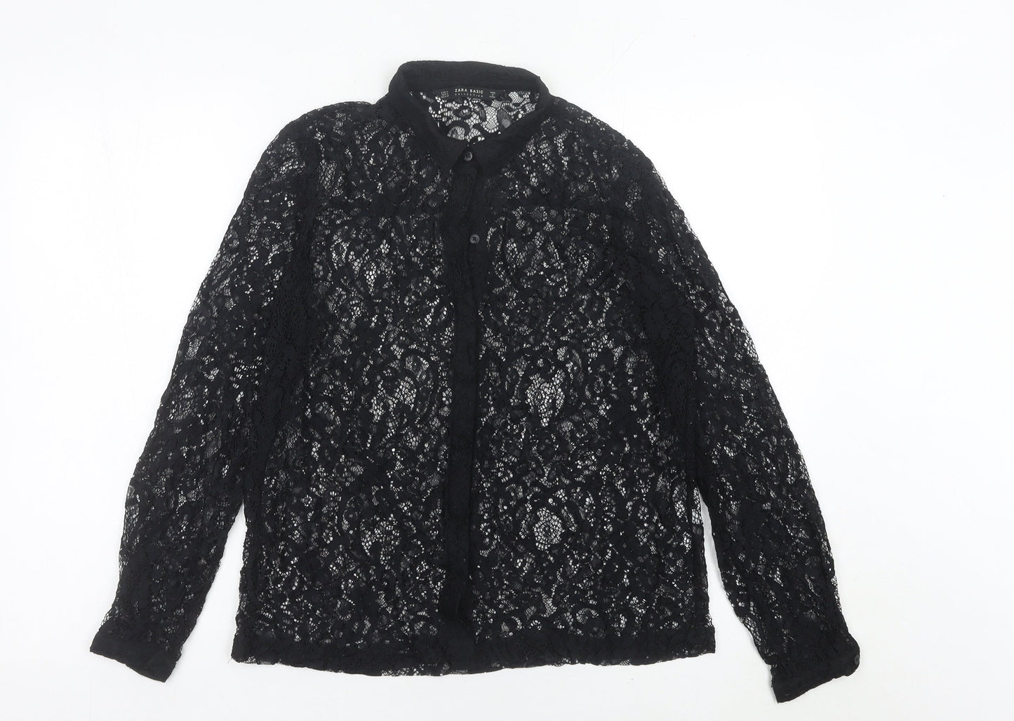 Womens UK Size 12 Zara Black Basic Blouse