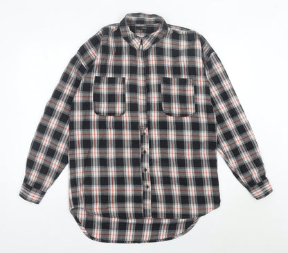 Next Womens Black Plaid Flannel Button-Up Shirt Size 10