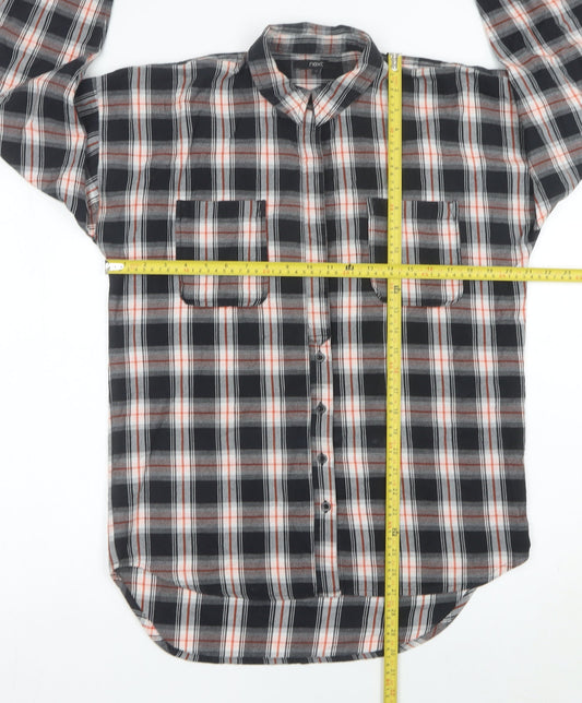 Next Womens Black Plaid Flannel Button-Up Shirt Size 10