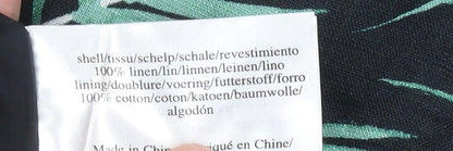 Laura Ashley Women’s Green Black Linen Shift Dress Size 14 Sleeveless Tropical