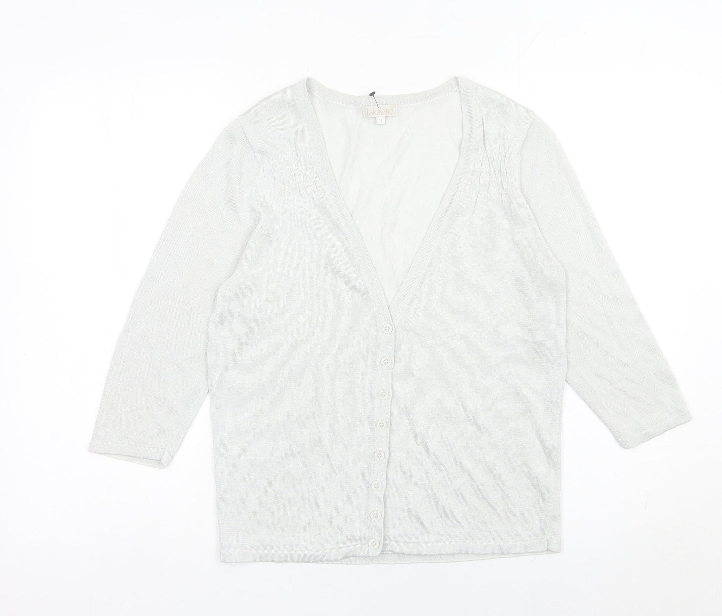 Womens UK Size 14 Lakeland Silver Cardigan Jumper