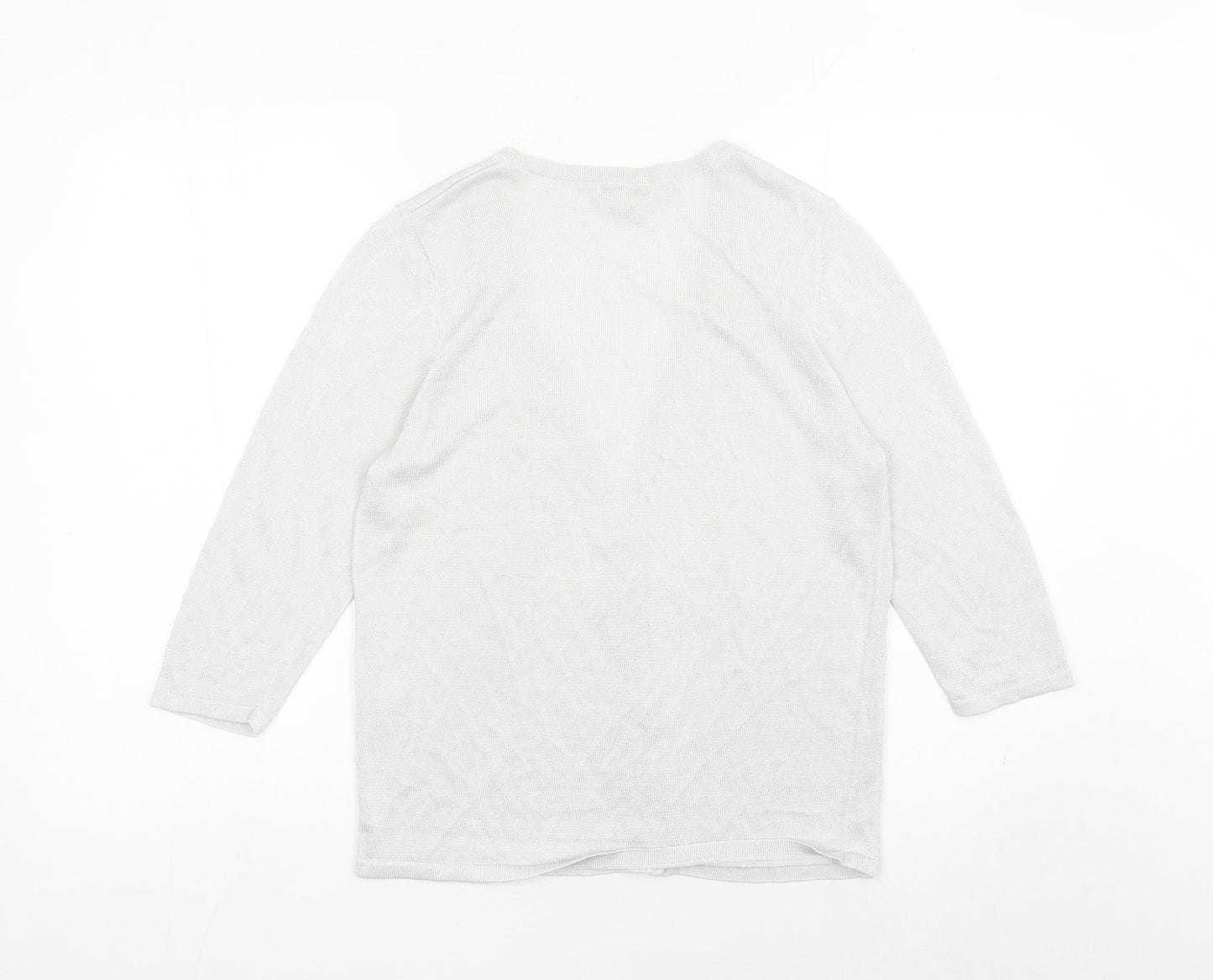 Womens UK Size 14 Lakeland Silver Cardigan Jumper
