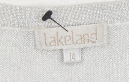 Womens UK Size 14 Lakeland Silver Cardigan Jumper