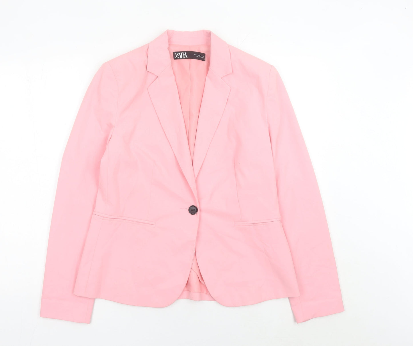 Zara Women Pink Slim Fit Single Breasted Blazer Jacket Size M