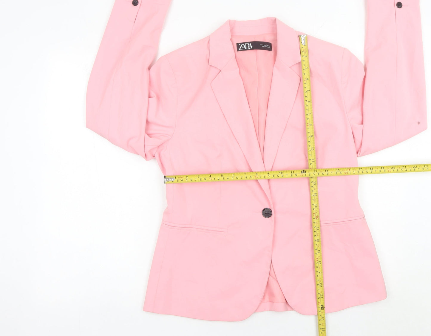 Zara Women Pink Slim Fit Single Breasted Blazer Jacket Size M