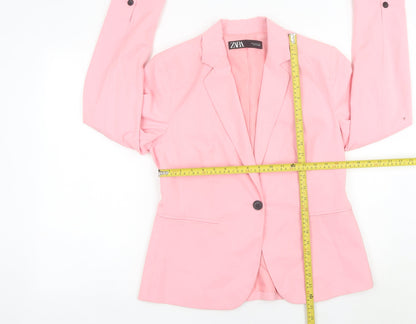 Zara Women Pink Slim Fit Single Breasted Blazer Jacket Size M