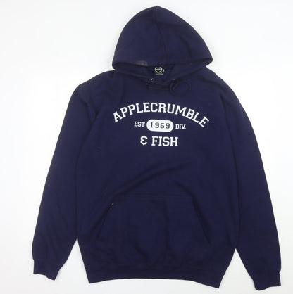 TeePublic Men’s Blue Pullover Hoodie L Logo Graphic Cotton Blend