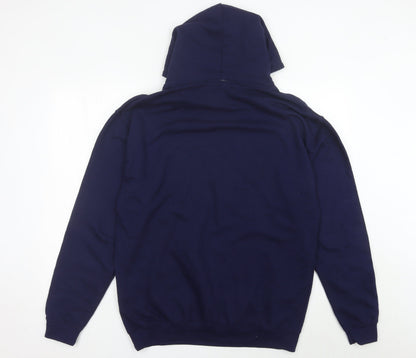 TeePublic Men’s Blue Pullover Hoodie L Logo Graphic Cotton Blend