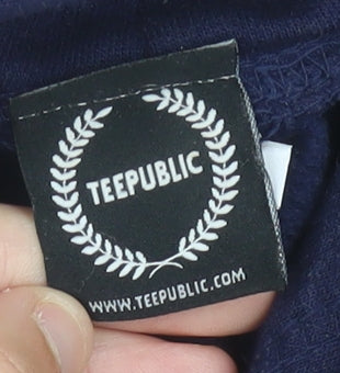 TeePublic Men’s Blue Pullover Hoodie L Logo Graphic Cotton Blend