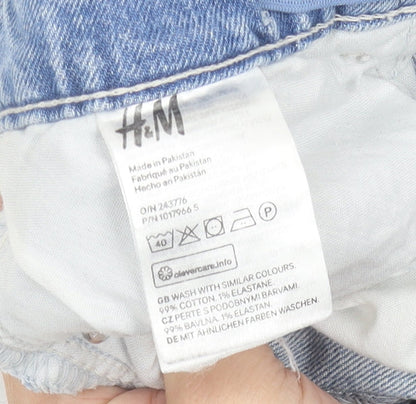 H&M Girls Blue Denim Short Skirt Size 14Y Distressed Casual