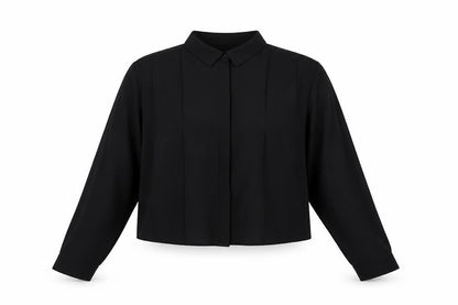AD LIB Women Black Size 14 Long Sleeve Collared Blouse