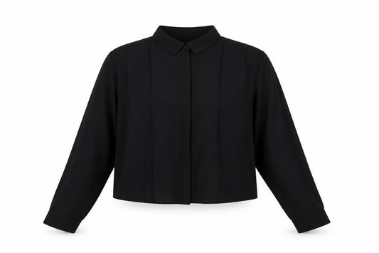 AD LIB Women Black Size 14 Long Sleeve Collared Blouse