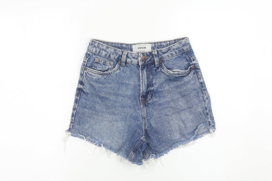 New Look Women Blue Size 6 High Rise Cut-Off Denim Shorts