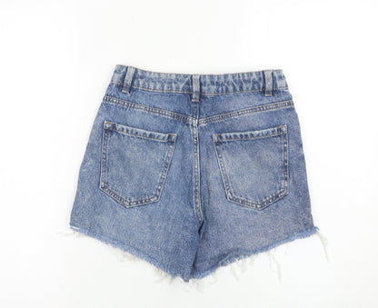 New Look Women Blue Size 6 High Rise Cut-Off Denim Shorts