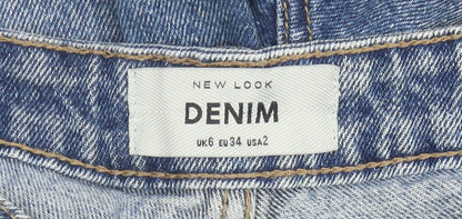 New Look Women Blue Size 6 High Rise Cut-Off Denim Shorts