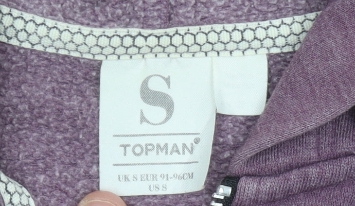 Topman Men’s Purple Full Zip Hoodie Size S Regular Fit Cotton Blend