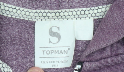 Topman Men’s Purple Full Zip Hoodie Size S Regular Fit Cotton Blend