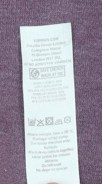 Topman Men’s Purple Full Zip Hoodie Size S Regular Fit Cotton Blend