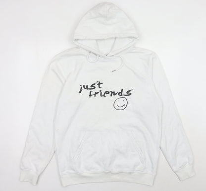 Stanley/Stella Unisex White Hoodie M Pullover Just Friends Logo