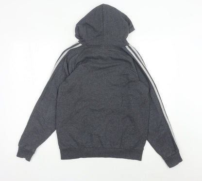 Adidas Boys Grey Pullover Hoodie 13-14 Years Long Sleeve Logo Sportswear