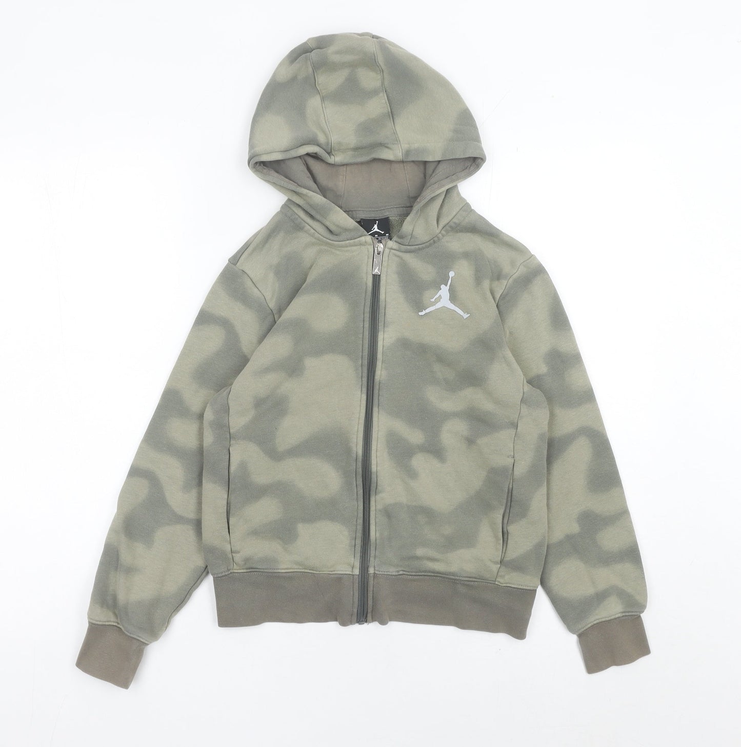 Jordan Boys Green Camouflage Full Zip Hoodie 10-12 Yrs Basketball Logo