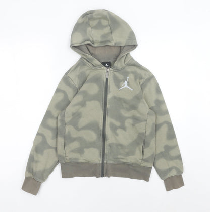 Jordan Boys Green Camouflage Full Zip Hoodie 10-12 Yrs Basketball Logo