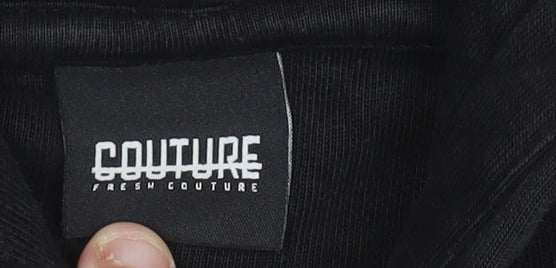 Fresh Couture Mens Black Pullover Hoodie M Logo Graphic Cotton Blend