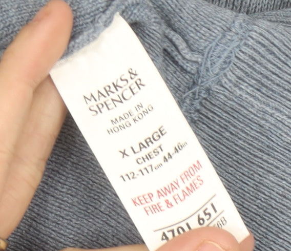 Marks & Spencer Men’s Blue XL Cotton Crew Neck Jumper