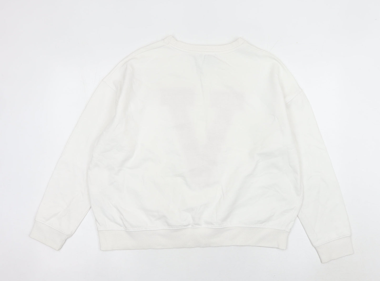 New Look Women’s White Sweatshirt Small Varsity Logo Pullover