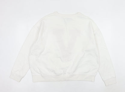New Look Women’s White Sweatshirt Small Varsity Logo Pullover