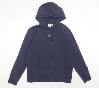 Adidas Womens Blue Hoodie UK 12 Pullover Long Sleeve Cotton Blend