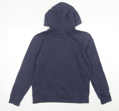 Adidas Womens Blue Hoodie UK 12 Pullover Long Sleeve Cotton Blend