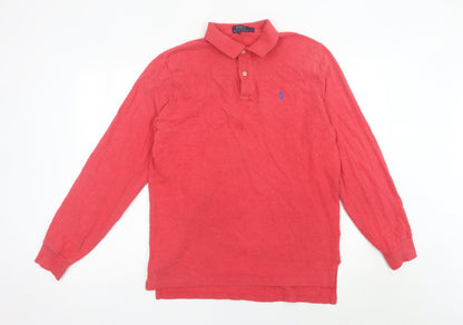 Ralph Lauren Men’s Red Long Sleeve Polo Shirt Size M Cotton