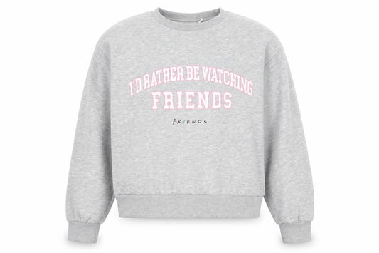 Front view of Friends girls’ grey sweatshirt 12-13y graphic pullover casual