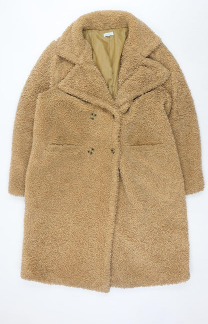 Blue Vanilla Women’s Beige Teddy Coat Size 12 Long Overcoat