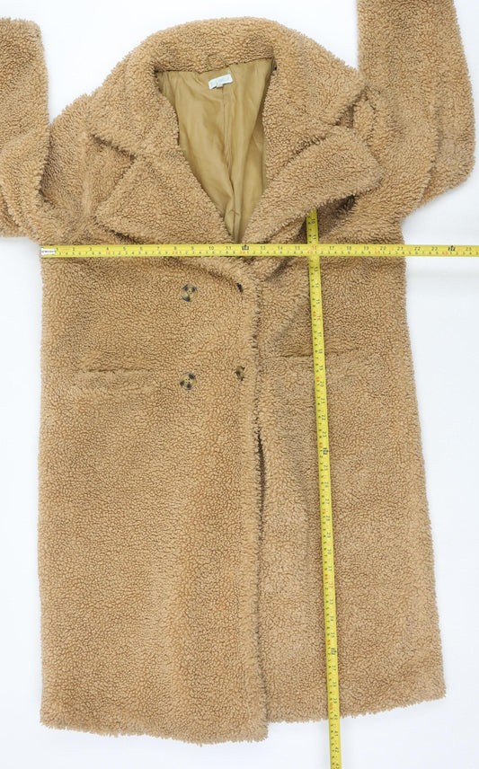 Blue Vanilla Women’s Beige Teddy Coat Size 12 Long Overcoat
