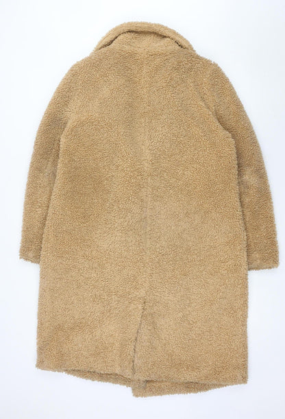Blue Vanilla Women’s Beige Teddy Coat Size 12 Long Overcoat