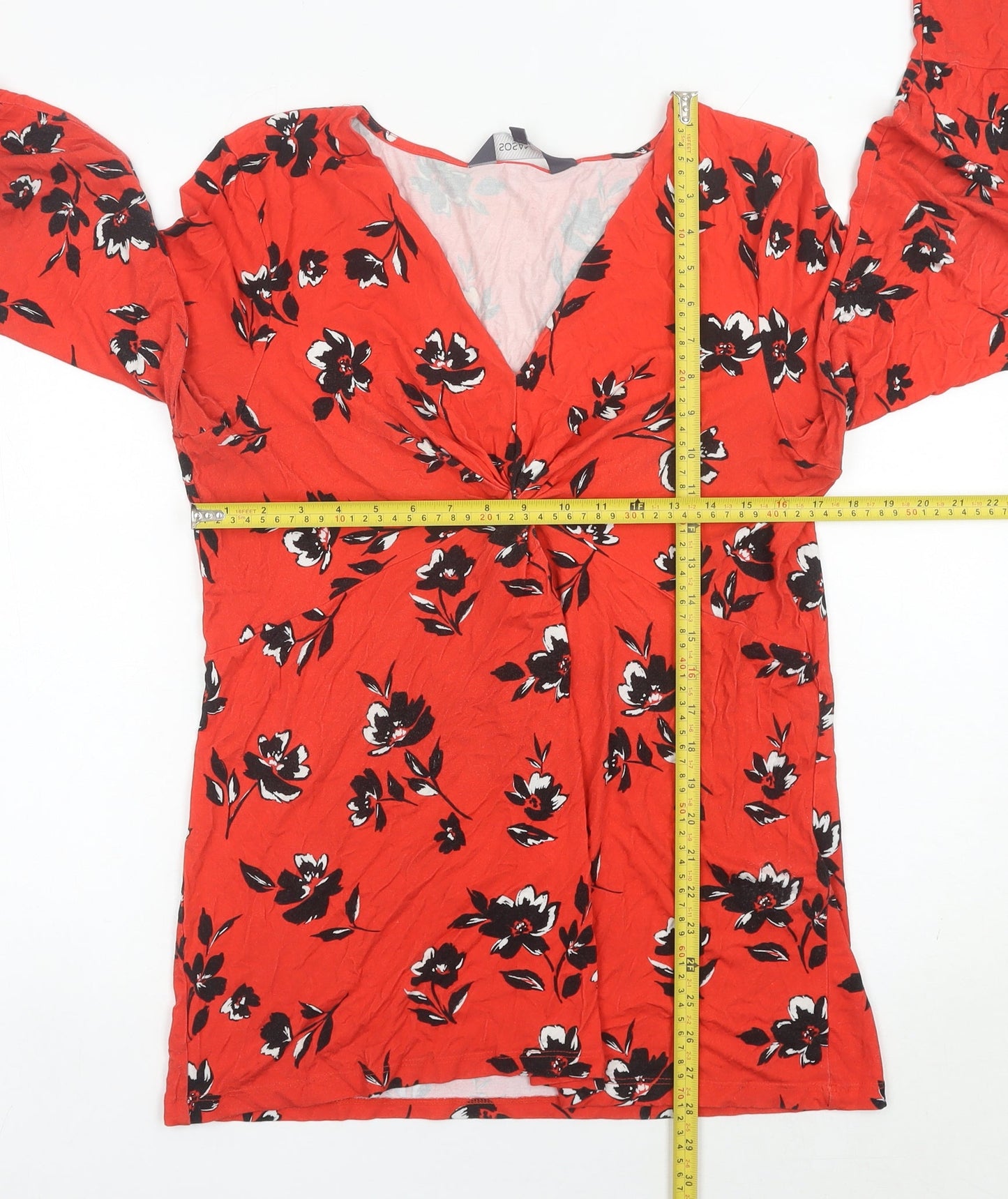 Womens UK Size 18 Sosandar Red Tunic Blouse