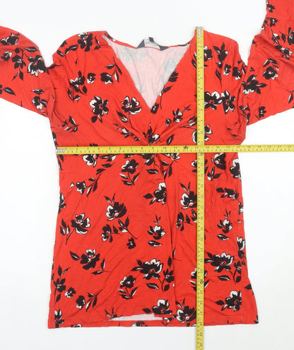 Womens UK Size 18 Sosandar Red Tunic Blouse