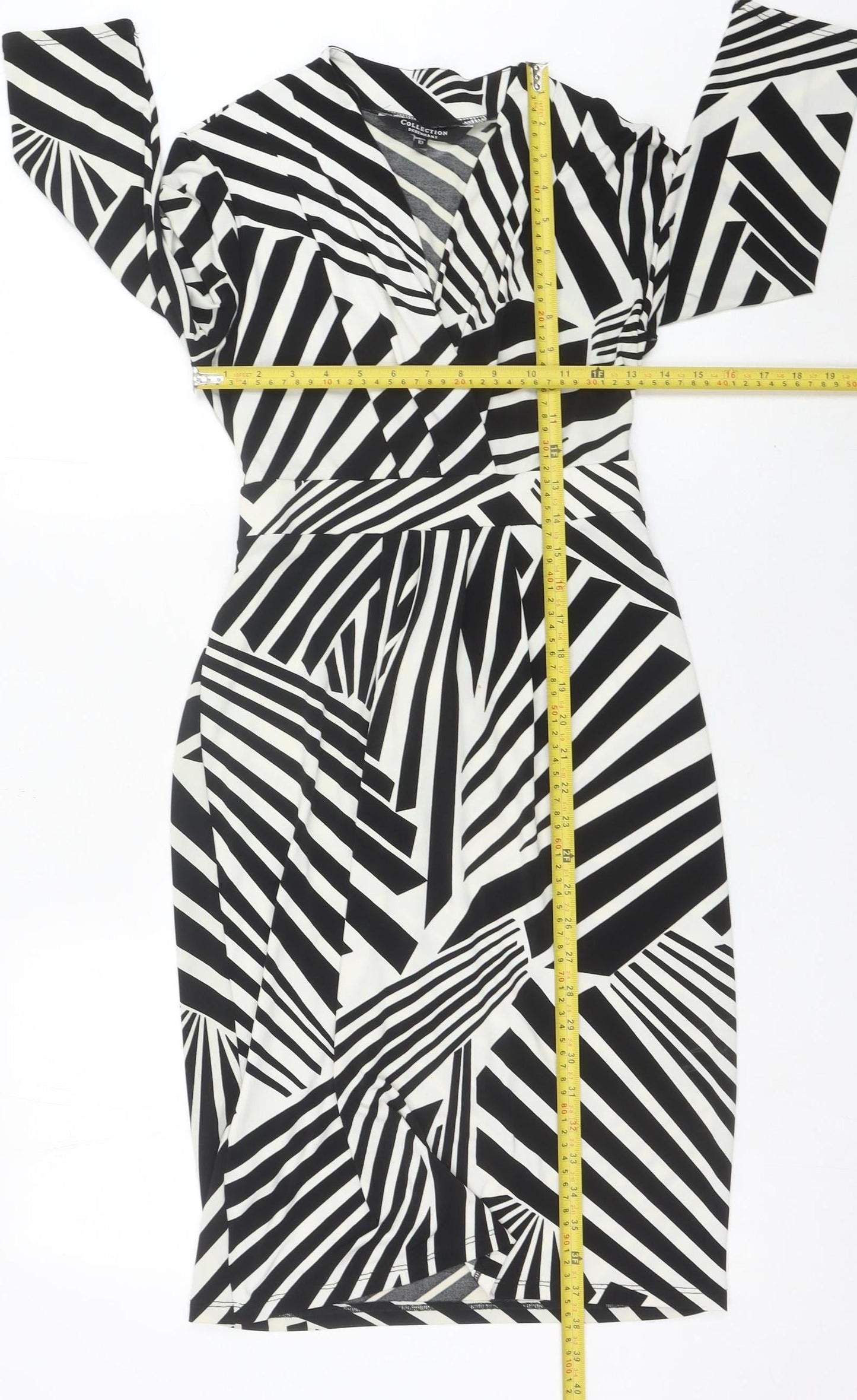 Debenhams Women’s Black White Geometric Wrap Dress Size 10