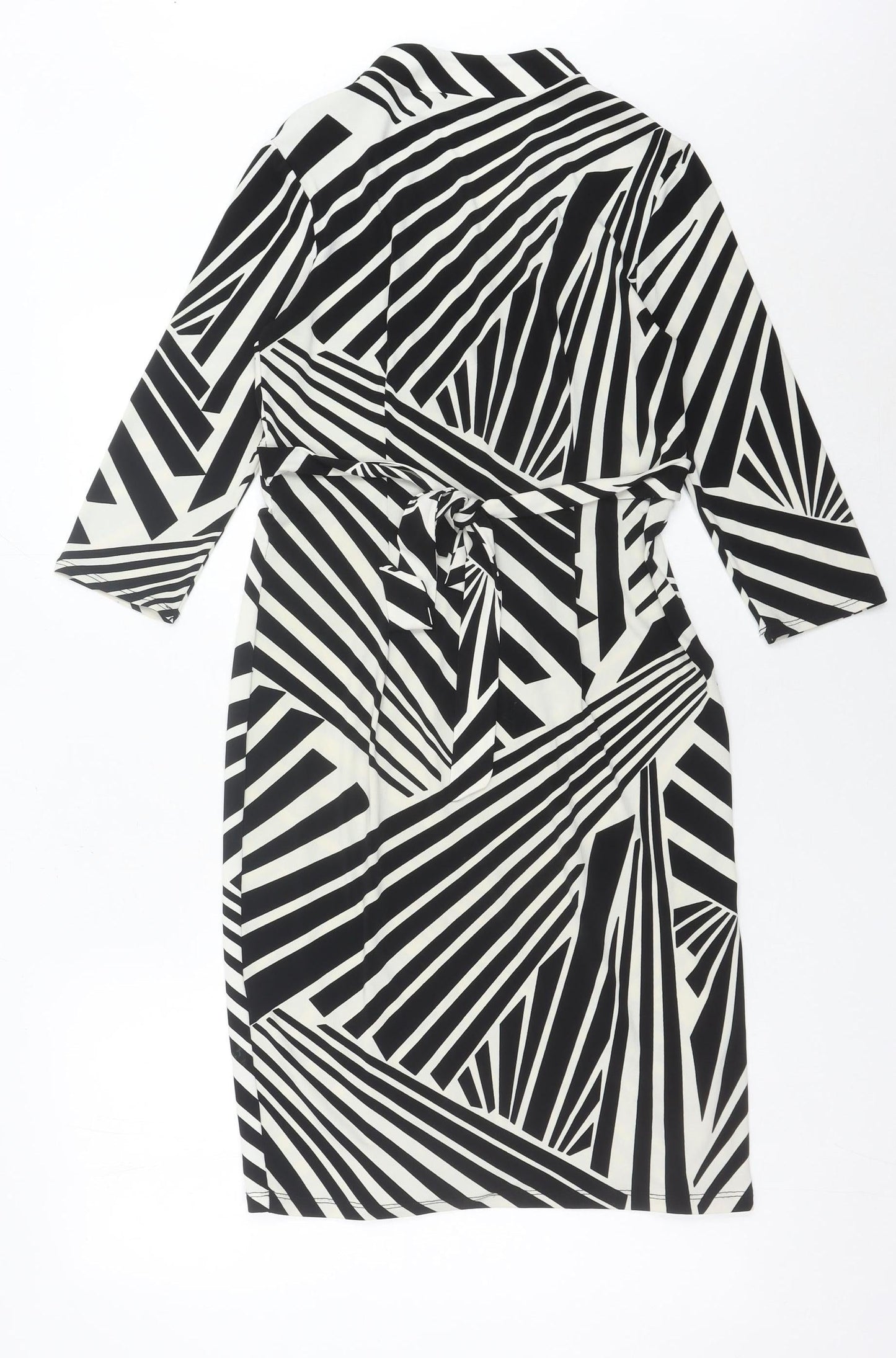 Debenhams Women’s Black White Geometric Wrap Dress Size 10