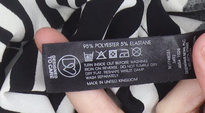 Debenhams Women’s Black White Geometric Wrap Dress Size 10