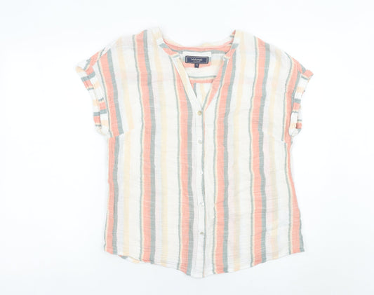 Maine New England Women’s Multicoloured Striped Cotton Blouse Size 14