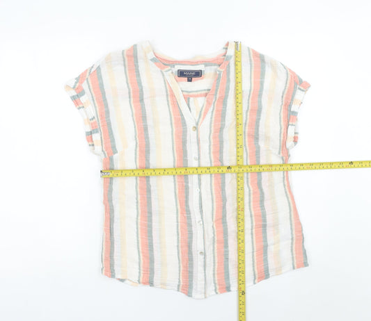 Maine New England Women’s Multicoloured Striped Cotton Blouse Size 14