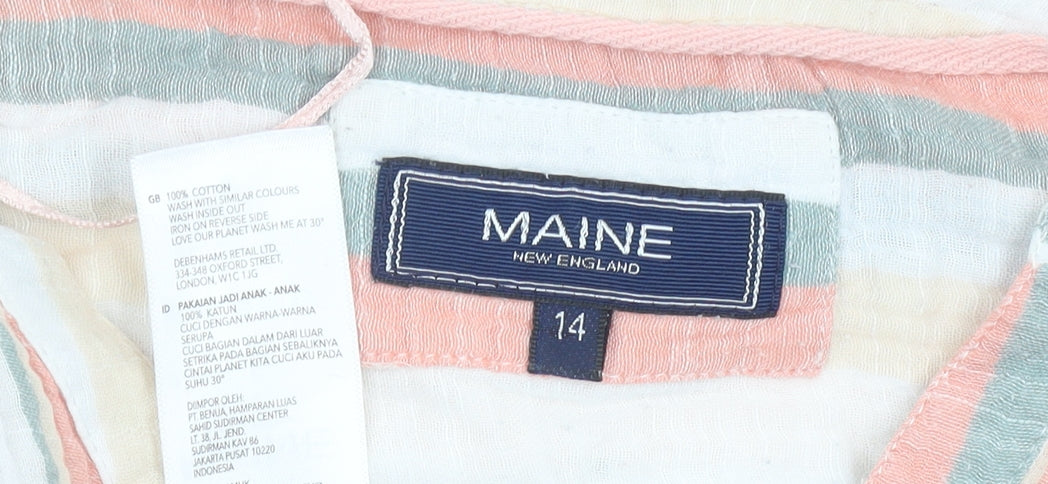 Maine New England Women’s Multicoloured Striped Cotton Blouse Size 14