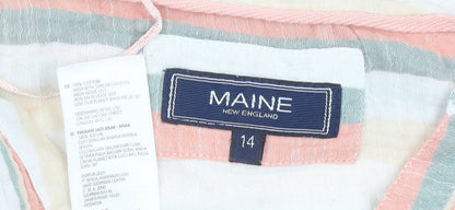 Maine New England Women’s Multicoloured Striped Cotton Blouse Size 14