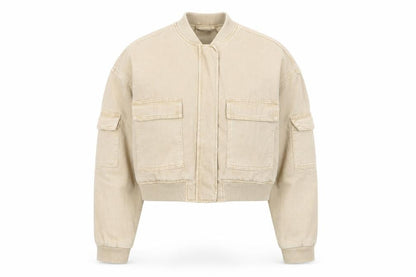 Womens UK Size 2XS Primark Beige Bomber Jacket